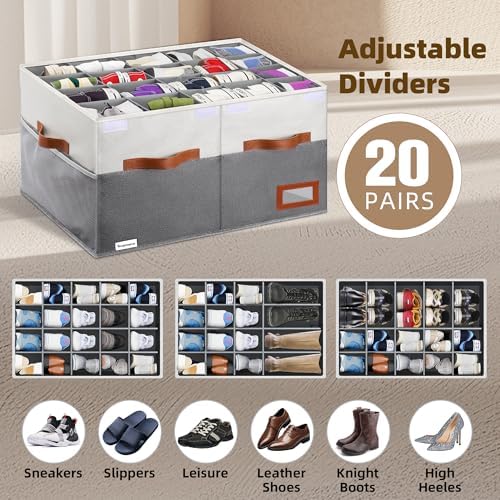 Supowin Large Shoe Organizer for Closet, Foldable Shoe Storage Bin - Image 4