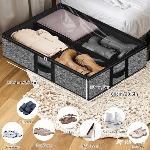 homyfort Under the Bed Shoe Organizer Fits 12 Pairs and 4 Pairs Boots, Sturdy & - Image 2