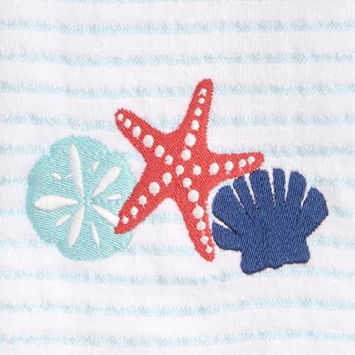 Ritz 2-Piece Cotton Velour Bathroom Hand Towel Set, Embroidered Seashell Trio - Image 2