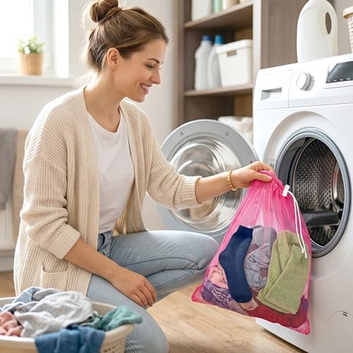 Frienda 6pcs Mesh Bag Drawstring Mesh Laundry Bags, 11 x 15 Inch Durable Nylon - Image 4