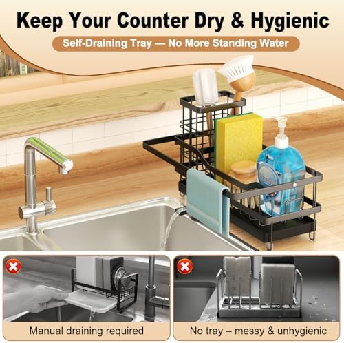 Sponge Holder for Kitchen Sink, Self-draining Sink Organizer - Image 5