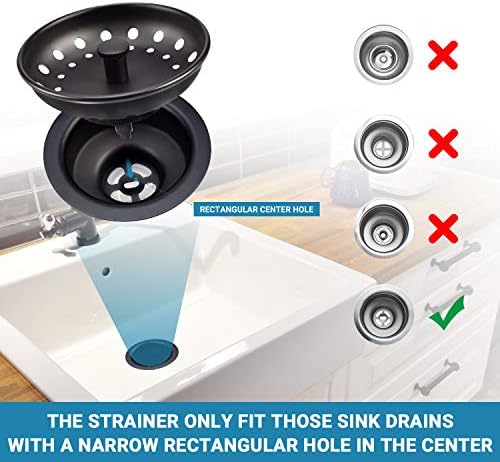 KONE Black Sink Basket Strainer Drain Stopper, 2 Pack Stainless Steel Matte - Image 2