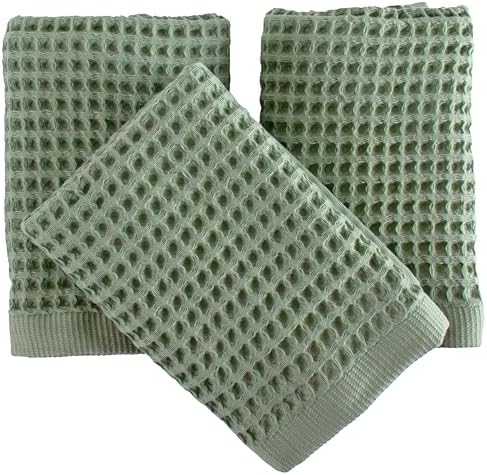 PÜSKÜL Natural 100% Turkish Cotton Waffle Hand and Kitchen Towels Set of 3 by P%C3%BCsk%C3%BClTextile