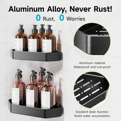 Veken Aluminum Corner Shower Caddy 4-Pack, Never Rust&Large Capacity - Image 2