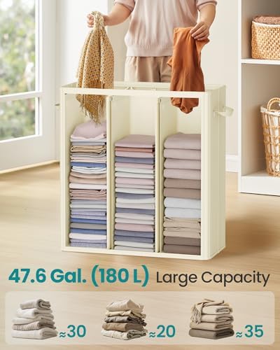 SONGMICS 160L Laundry Hamper, 4-Compartment Laundry Sorter - Image 3