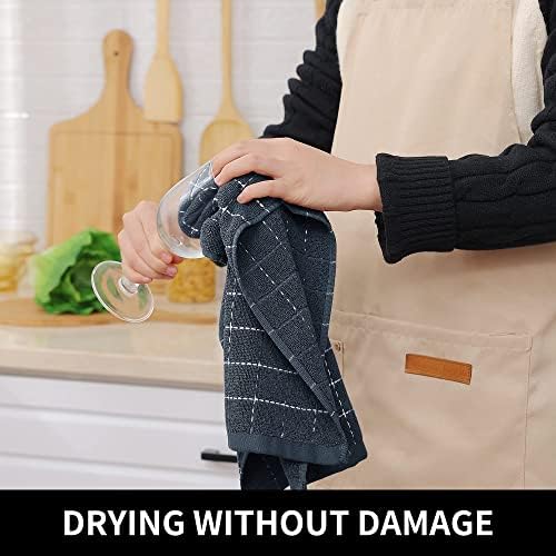 Homaxy 100% Cotton Terry Kitchen Towels, Large 6 Pack, Dark Grey - Image 4