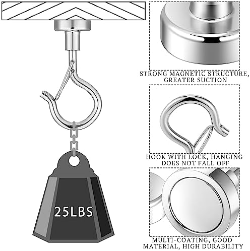 Zonon 10 Pcs Silver Magnetic Hooks 25lbs - Image 3