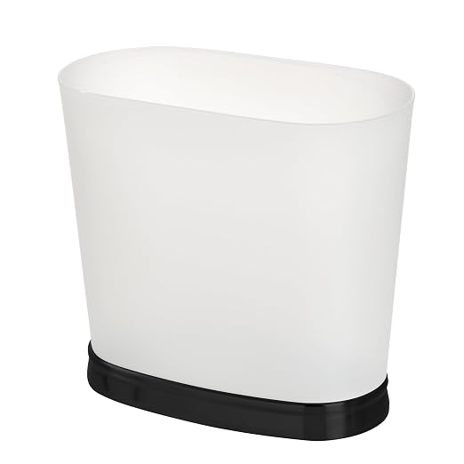 iDesign Slim Bathroom Trash Can, Frost/Matte Black | Small, - Image 8