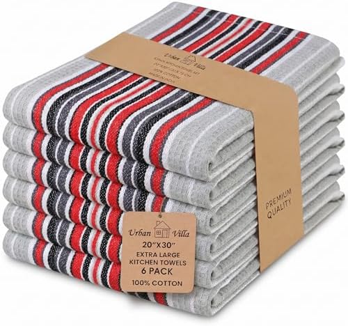 Urban Villa Kitchen Towels Cotton Dish Towels 20”x30” Grey by CottonTrends