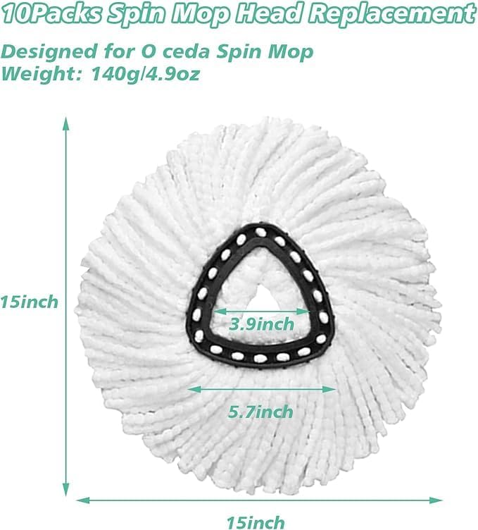 20PCS Spin Mop Replacement, 100% Microfiber, Machine Washable, 360° Rotation - Image 2