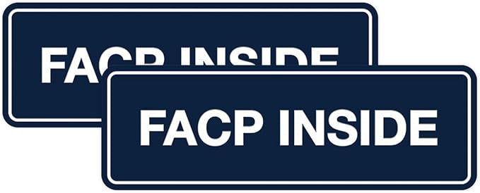 Signs ByLITA Standard FACP Inside Sign | Fire Safety Signage (Navy Blue/White) - Small 2 Pack