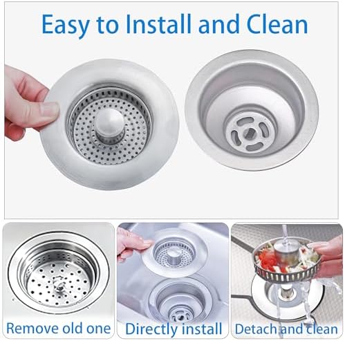 3 in 1 Kitchen Sink Drain Strainer, Pop up Sink Stopper Kitchen Drain, - Image 5