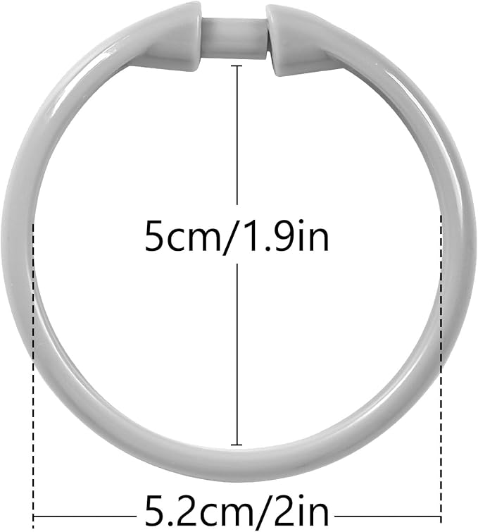 Grey Shower Curtain Hooks Rings, Plastic Shower Curtain Hooks - Image 5