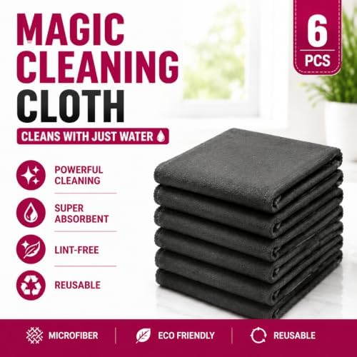 Genie Cloth Magic Cloth, 6 Pack Microfiber Rags, Streak-Free Shine - Image 2