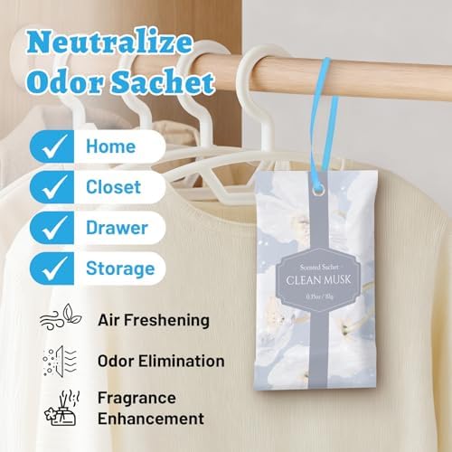 STRN Scented Sachets for Drawer and Closet, Clean Musk Scent 14-Pack - Image 4