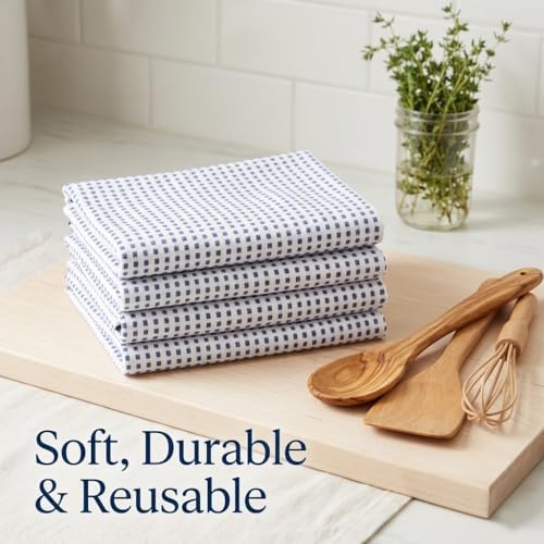 Urban Villa Kitchen Towels Cotton Dish Towels 20”x30” Iblue White - Image 6