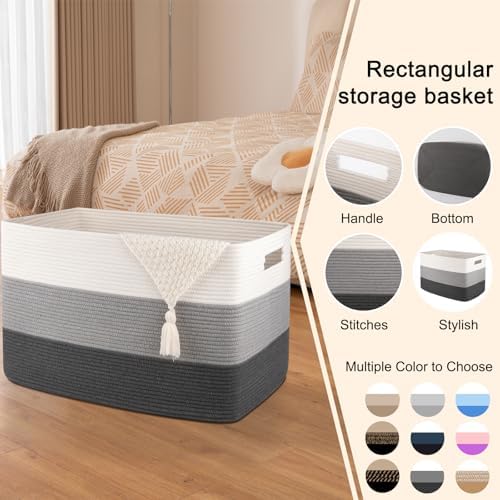 OIAHOMY 108L Extra Large Blanket Basket Dog Toy Basket radient Dark Grey - Image 4