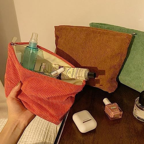 SxoSyo Corduroy Makeup Bags for Women, Cosmetic Pouch Large Purse - Image 2