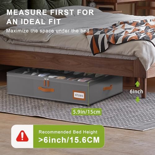 homyfort Shoe Organizer Under Bed, Fits 32 Pairs, Under bed Shoe Storage Boxes - Image 4