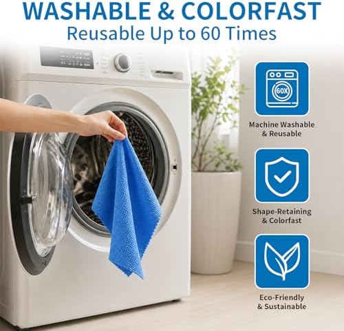 WETQUEEN Upgrade 60 Pack Microfiber Cleaning Cloth Roll - Image 4