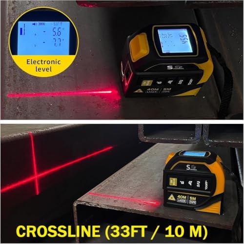 4-in-1 Laser Tape Measure with Laser Level Crosshairs |130ft/40m Laser - Image 4
