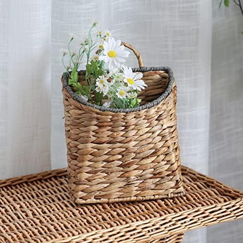 GYASVWU Woven Hanging Basket Water Hyacinth Hanging Wall Basket Wicker Handmade - Image 5