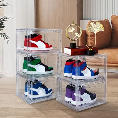 Upgraded 12 Pack Shoe Box, Acrylic Clear Shoe Boxes, Drop Front Shoe Storage Box - Image 6