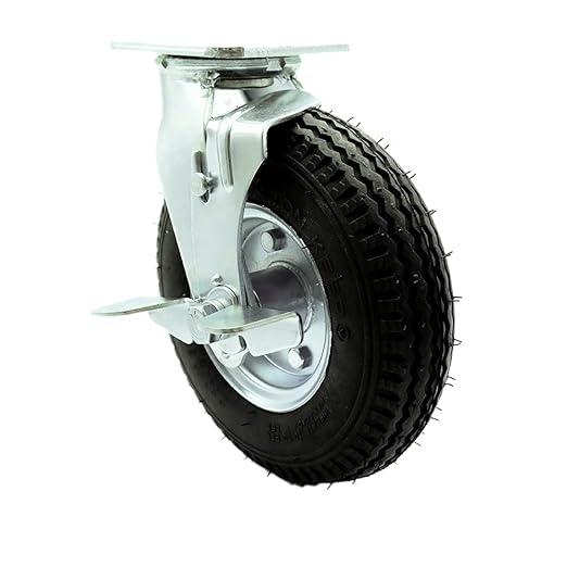 Service Caster Brand Replacement Caster for Uline Caster H-3328BL-SWB - Swivel Top Plate Caster with 8 Inch Pneumatic Wheel and Top Lock Brake - Fits Platform Trucks and Utility Carts H-2505