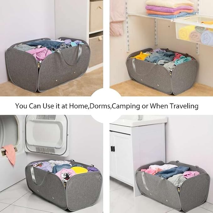 Pop Up Laundry Hamper, Holds 1.5 Loads, Honeycomb Breathable Laundry Basket | - Image 7