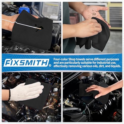 FIXSMITH Microfiber Cleaning Cloth, Shop Towels Bulk, 24 Pack Black Microfiber - Image 6