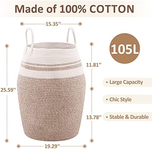 Cotton Rope Laundry Hamper by YOUDENOVA, 105L - Image 5