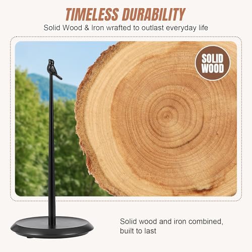 Wooden Paper Towel Holder countertop, Stylish Bird Shaped, Solid Wood Base&Iron - Image 3