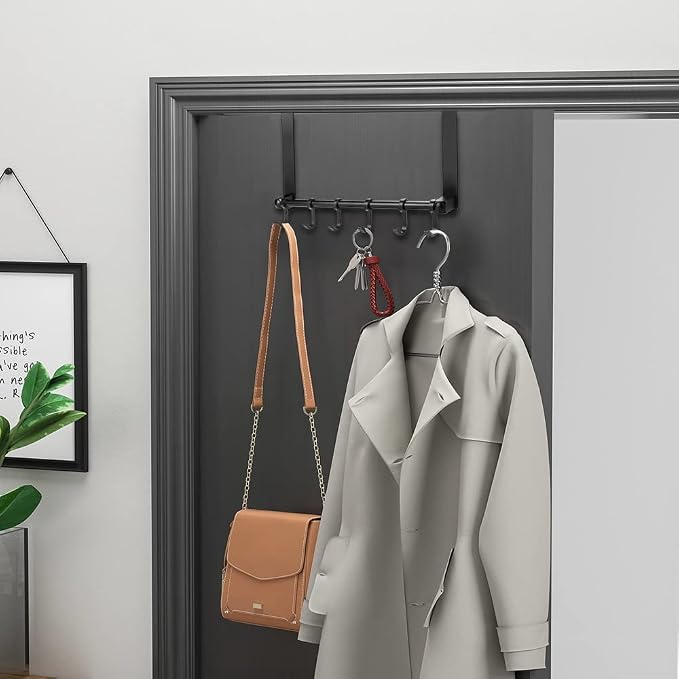 MGahyi Black Over The Door Hooks, Over The Door Towel Rack | 6 Sliding - Image 8