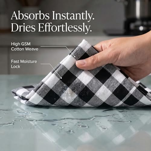 Urban Villa Kitchen Towels Cotton Dish Towels 20”x30” Black Wht - Image 2