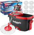 Spin Mop and Bucket Set with 6 Microfiber Heads, Dark Grey by Unknown