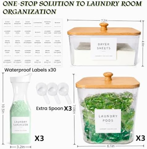 4+3 Pack Laundry Pods Containers & Dryer Sheet Holder & Laundry Detergent - Image 2