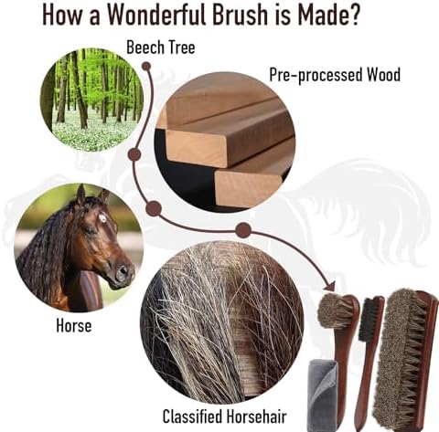 4-Piece 100% Horse Hair Shoe Brush Kit Premium Dauber Applicators Leather Care - Image 3