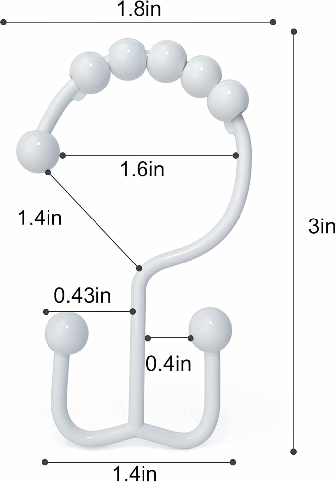Shower Curtain Hooks, Goowin Shower Curtain Rings, Stainless Steel Shower - Image 3