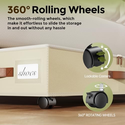 LAMU Under Bed Storage with Wheels, 2 Pack Under Bed Storage Containers with - Image 4