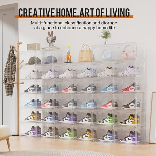 KEFA XL Shoe Storage Box Organizer, 8 Pack Shoe Boxes Clear Plastic Stackable - Image 2