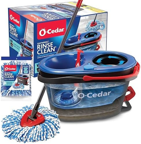 O-Cedar RinseClean Spin Mop & Bucket System + 1 Extra Mop Head | Clean by Unknown