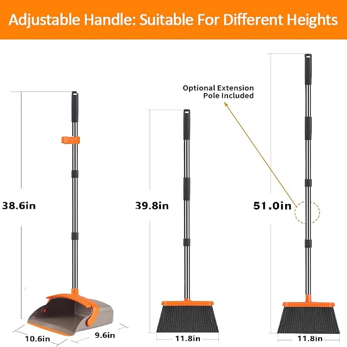 2-Pack is More economical, Upgraded Broom and Dustpan, - Image 2