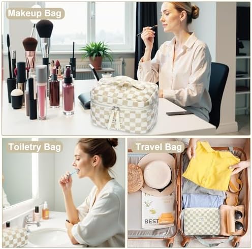 BuyCard Quilted Makeup Bag Set, CuteFloral Cotton Coquette Makeup Bag Toiletry - Image 5