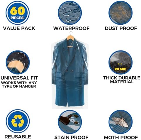 60-Pack Dry Cleaning Bags for Clothes 40-Inch Long - Image 3