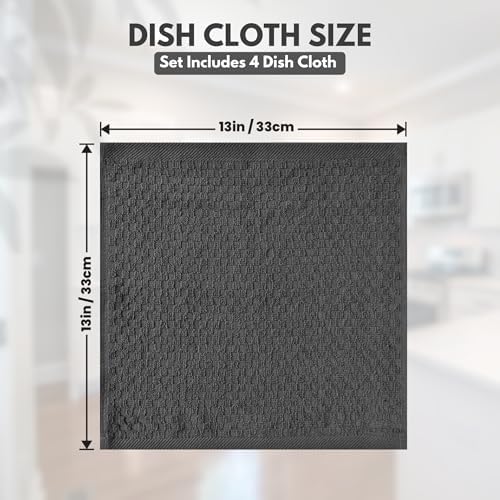 Infinitee Xclusives Premium Dish Cloth 100% Cotton 12 x 12 Inches |Pack of 4| - Image 3