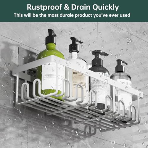 5-Pack Adhesive Shower Caddy for Bathroom & Home Decor White - Image 4