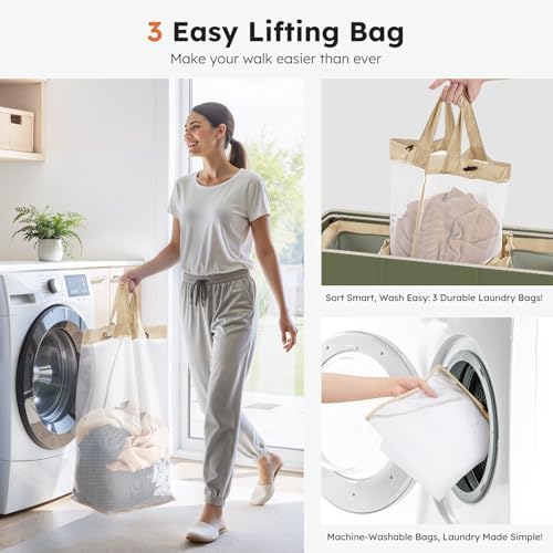 SOLEDI 180L 3-Section Laundry Hamper - Image 3