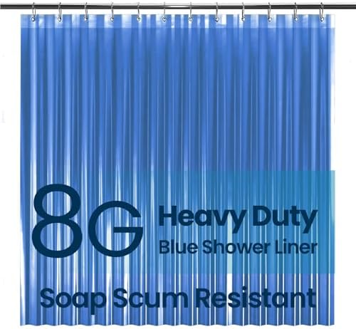 LiBa Shower Curtain Liner PEVA 8G, 72x72 Inch Waterproof Blue by Liba
