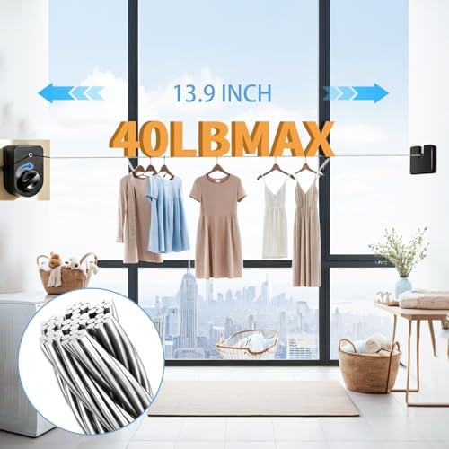 Retractable Clothesline Indoor, Non-Sagging Outdoor Clothes Line Retracting - Image 4
