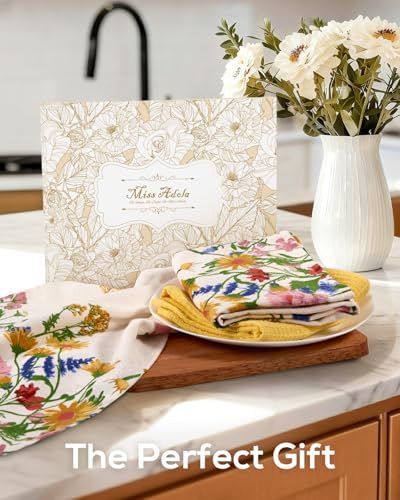 Miss Adola 3pcs 270GSM Cotton Kitchen Towels, Retro Flower - Image 6
